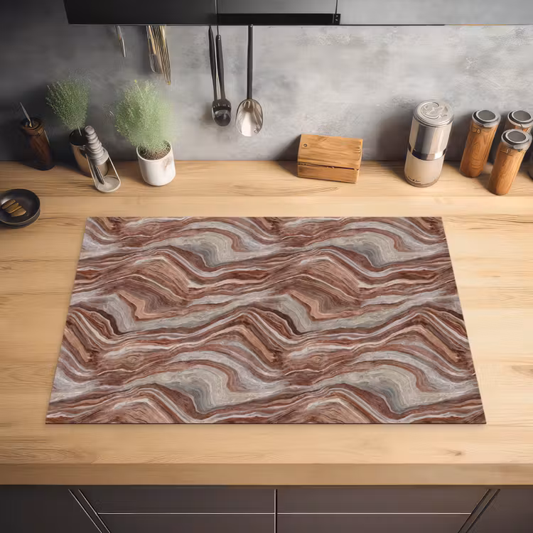 Patroon - Zandsteen - Travertijn Inductie beschermer vinyl 3mm klein 276 -sfeer5