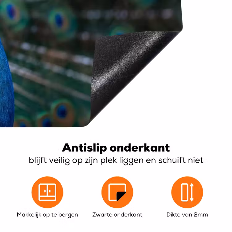 Pauw - Veren - Blauw Inductie beschermer vinyl 3mm klein -zzzzzzz-td-onderkant