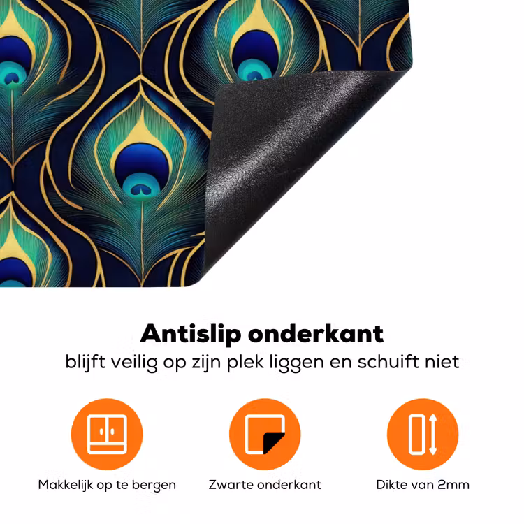 Pauw - Veren - Groen Inductie beschermer vinyl 3mm klein 276 -zzzzzzz-td-onderkant