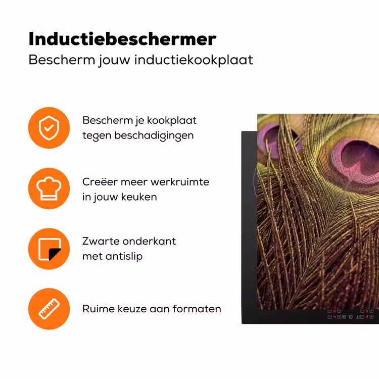 Pauw - Veren - Paars - Groen Inductie beschermer vinyl 3mm klein -zzzzzzz-td-ups