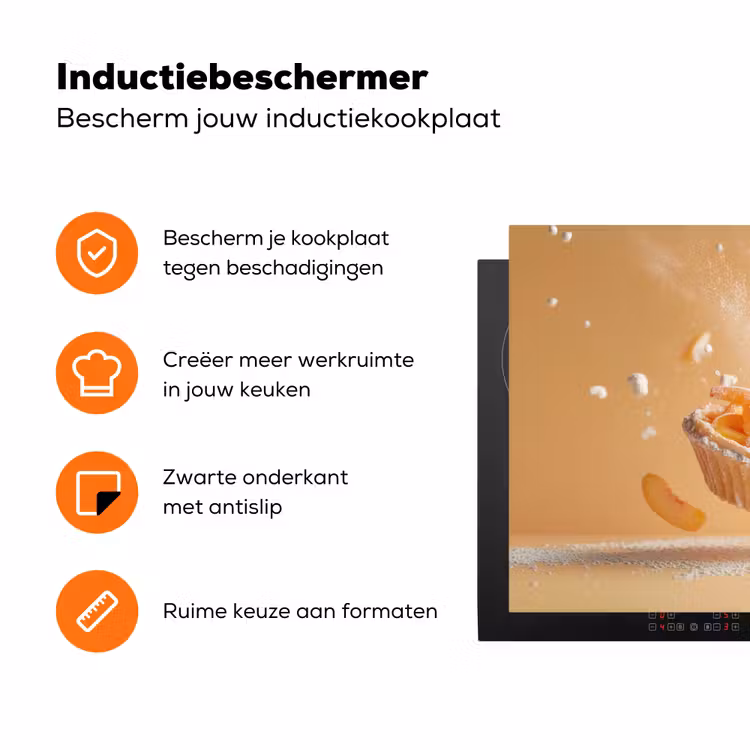 Peach - Eten - Taart - Oranje Inductie beschermer vinyl 3mm klein -zzzzzzz-td-ups