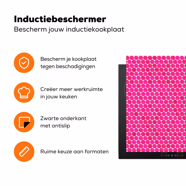 Penny - Mozaïek - Felroze Inductie beschermer vinyl 3mm klein 276 -zzzzzzz-td-ups