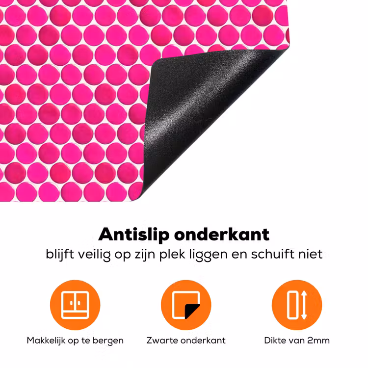 Penny - Mozaïek - Felroze Inductie beschermer vinyl 3mm klein 276 -zzzzzzz-td-onderkant
