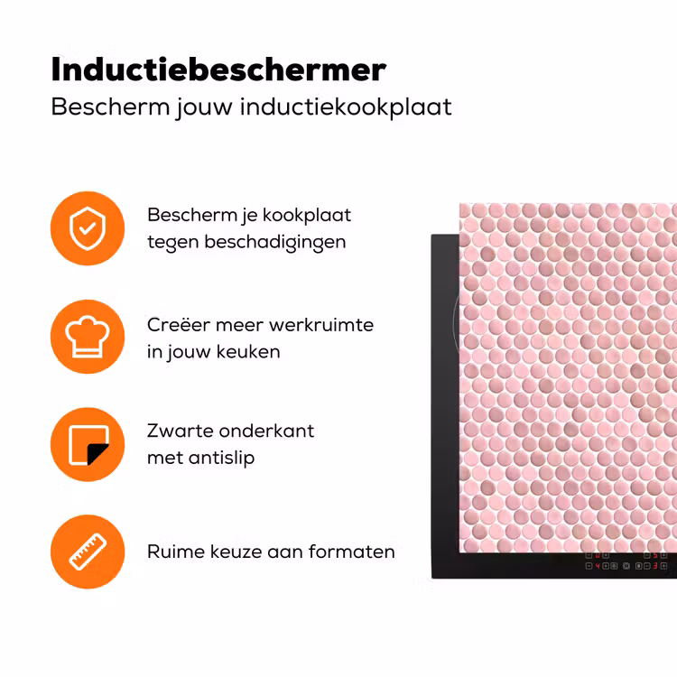 Penny - Mozaïek - Lichtroze Inductie beschermer vinyl 3mm klein 276 -zzzzzzz-td-ups
