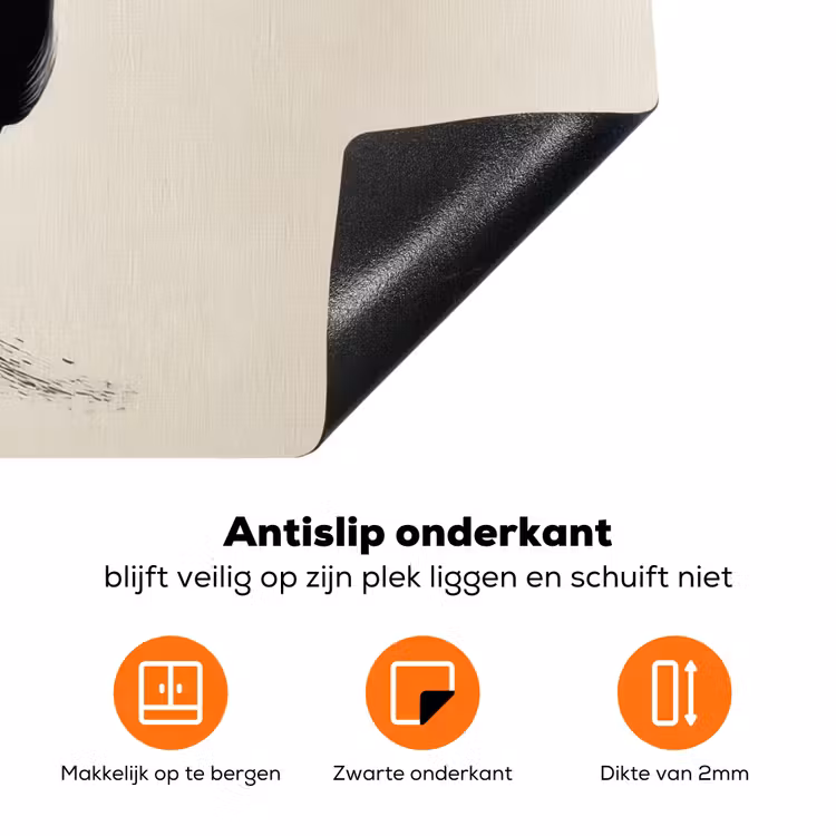 Penseelstreek - Zwart - Minimalistisch Inductie beschermer vinyl 3mm klein -zzzzzzz-td-onderkant