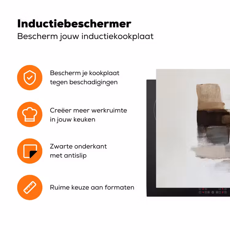 Penseelstreken - Balans - Beige - Bruin Inductie beschermer vinyl 3mm klein -zzzzzzz-td-ups