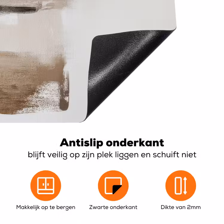 Penseelstreken - Balans - Beige - Bruin Inductie beschermer vinyl 3mm klein -zzzzzzz-td-onderkant