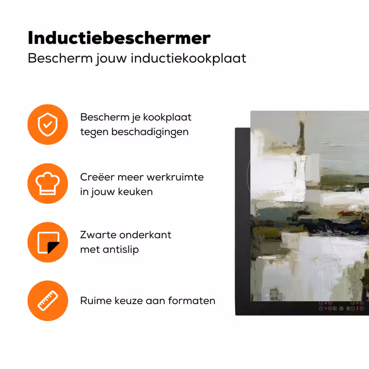 Penseelstreken - Groen - Abstract - Japandi Inductie beschermer vinyl 3mm klein -zzzzzzz-td-ups
