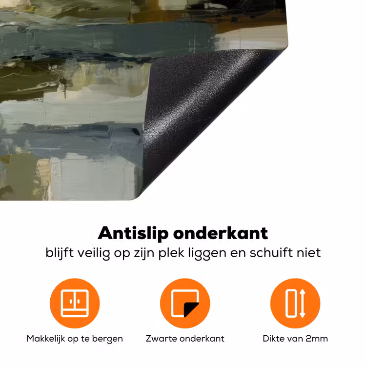 Penseelstreken - Groen - Abstract - Japandi Inductie beschermer vinyl 3mm klein -zzzzzzz-td-onderkant
