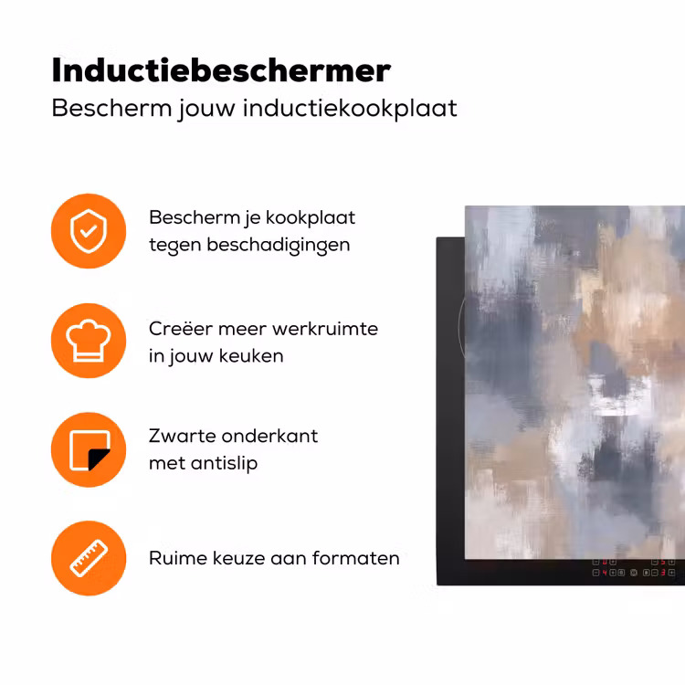 Penseelstreken - Schilderij - Beige Inductie beschermer vinyl 3mm klein -zzzzzzz-td-ups