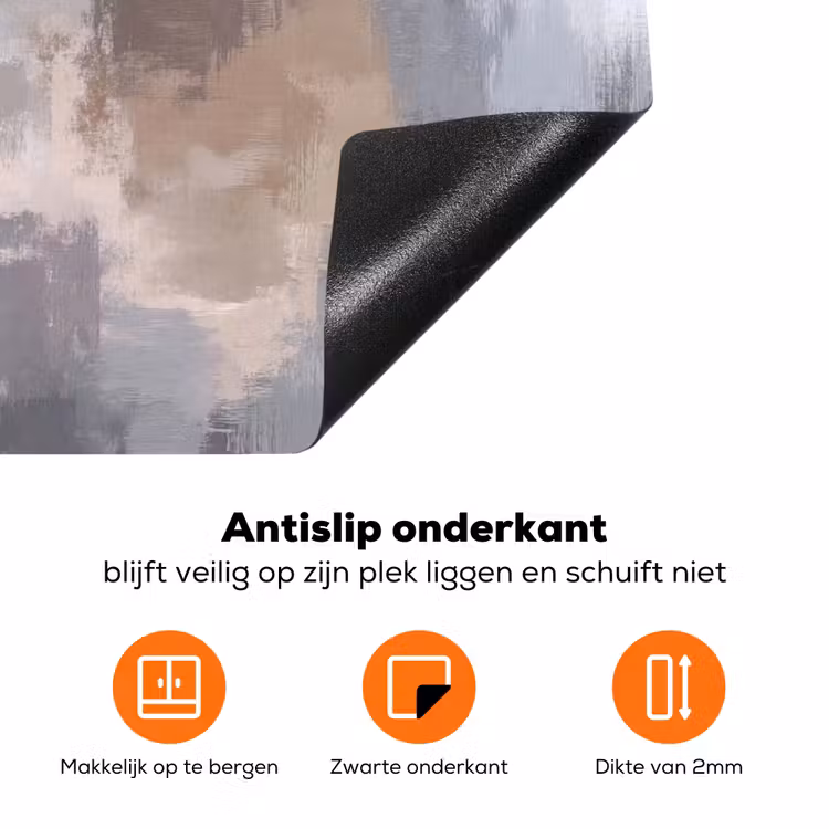 Penseelstreken - Schilderij - Beige Inductie beschermer vinyl 3mm klein -zzzzzzz-td-onderkant