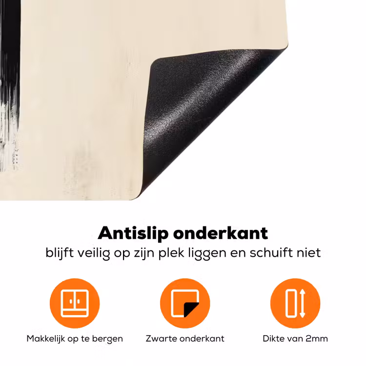 Penseelstreken - Verticaal - Zwart Inductie beschermer vinyl 3mm klein -zzzzzzz-td-onderkant