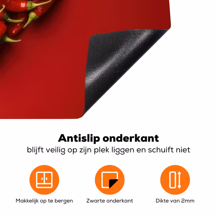 Pepers - Rood - Hart Inductie beschermer vinyl 3mm klein -zzzzzzz-td-onderkant