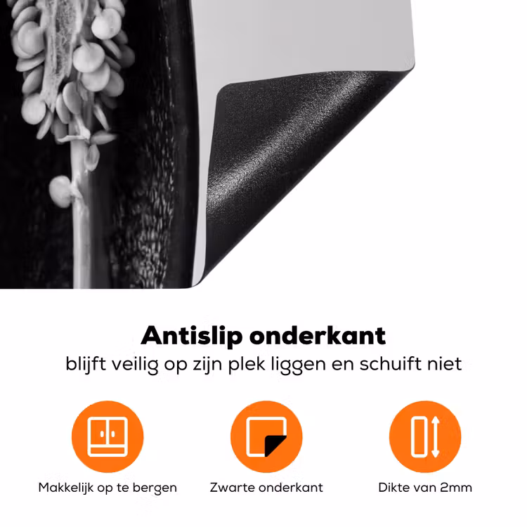 Pepers - Zwart - Wit - Zaadlijsten Inductie beschermer vinyl 3mm klein -zzzzzzz-td-onderkant