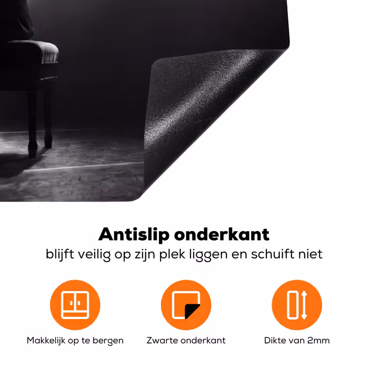 Persoon - Piano - Muziek - Zwart-wit - Podium Inductie beschermer vinyl 3mm klein -zzzzzzz-td-onderkant