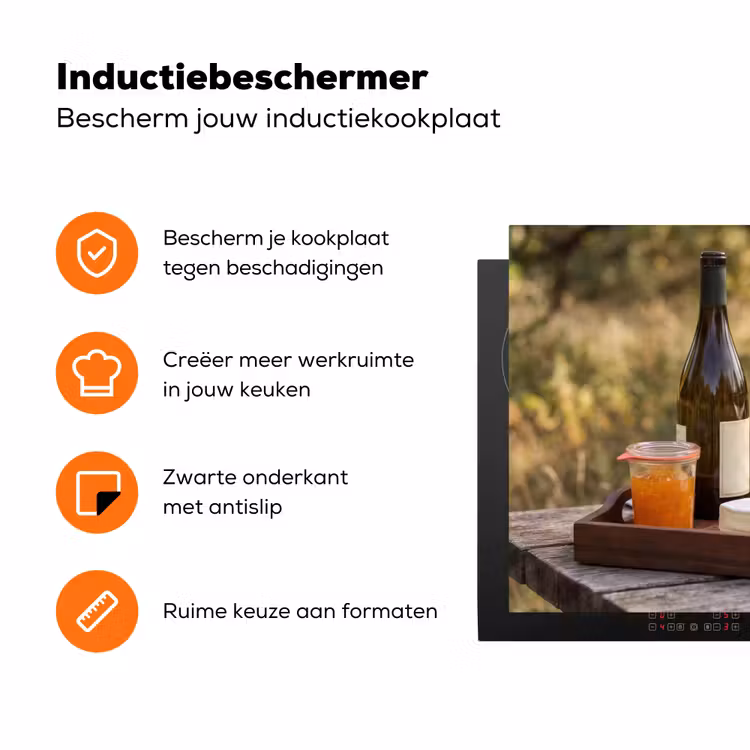 Picknick - Wijn - Kaasplankje Inductie beschermer vinyl 3mm klein -zzzzzzz-td-ups