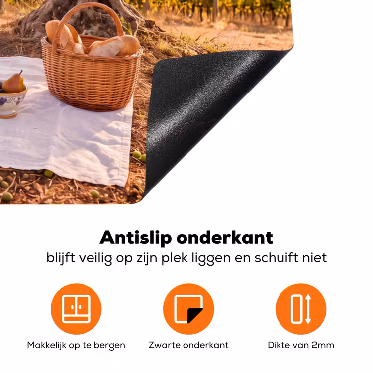 Picknick - Wijngaard - Landschap - Zomer - Eten Inductie beschermer vinyl 3mm klein -zzzzzzz-td-onderkant