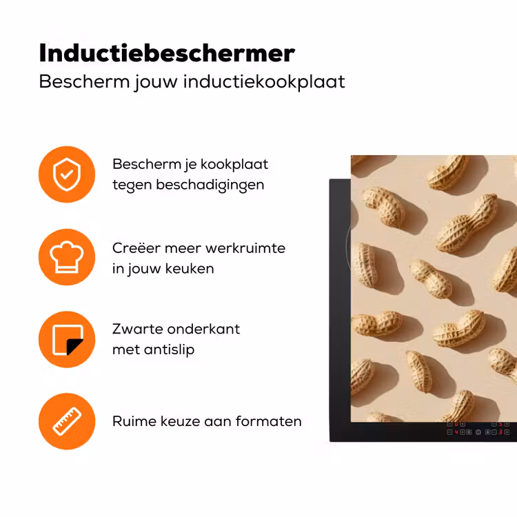 Pinda's - Patroon - Beige Inductie beschermer vinyl 3mm klein -zzzzzzz-td-ups