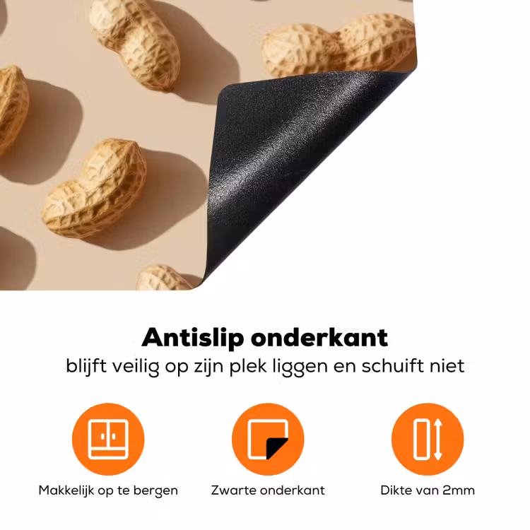 Pinda's - Patroon - Beige Inductie beschermer vinyl 3mm klein -zzzzzzz-td-onderkant