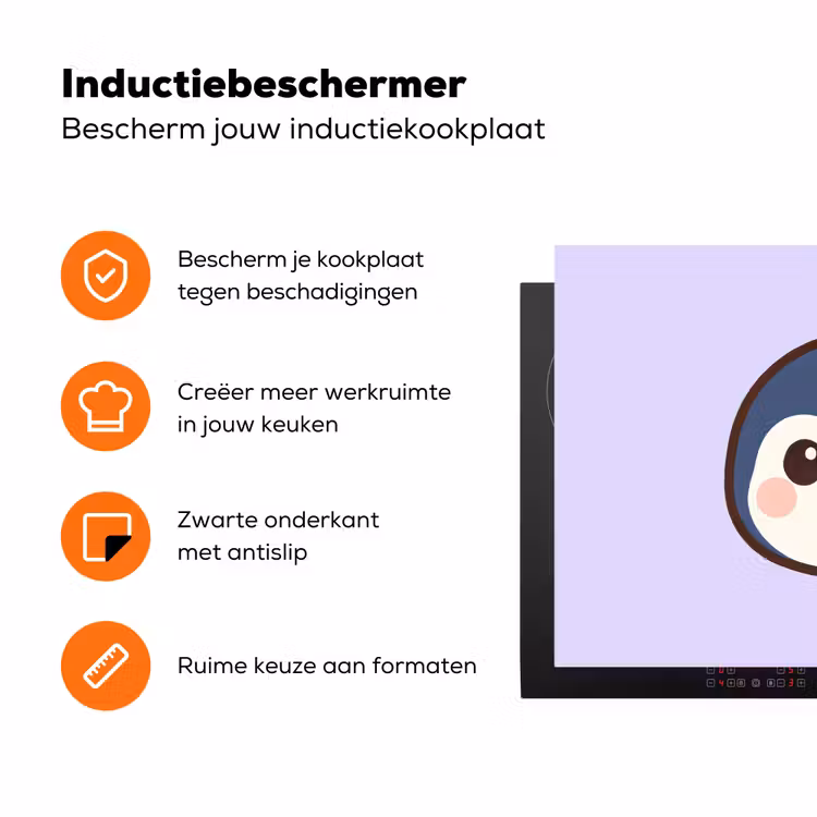 Pinguïn - Paars - Schattig Inductie beschermer vinyl 3mm klein -zzzzzzz-td-ups