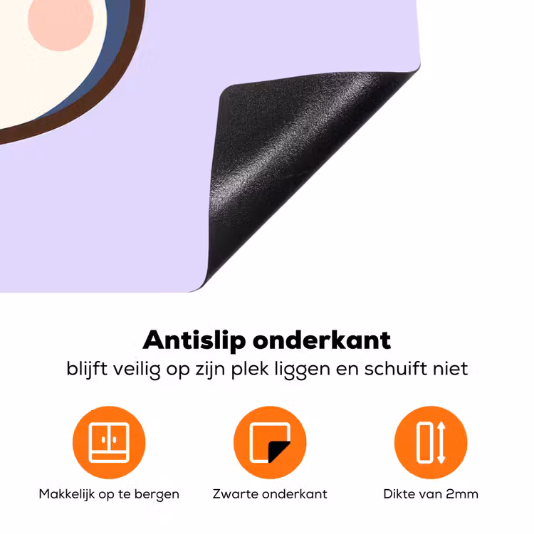 Pinguïn - Paars - Schattig Inductie beschermer vinyl 3mm klein -zzzzzzz-td-onderkant