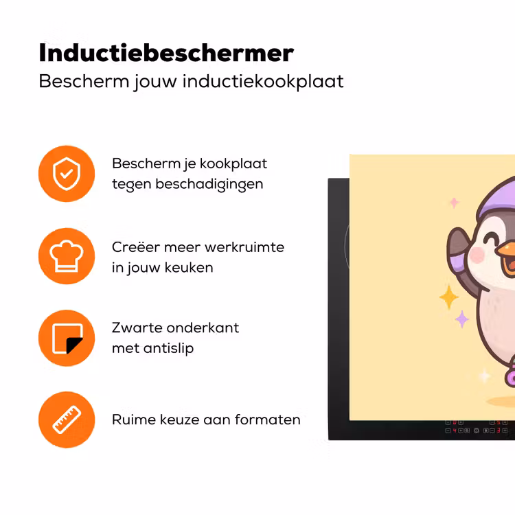 Pinguïn - Rolschaatsen - Geel - Energiek Inductie beschermer vinyl 3mm klein -zzzzzzz-td-ups
