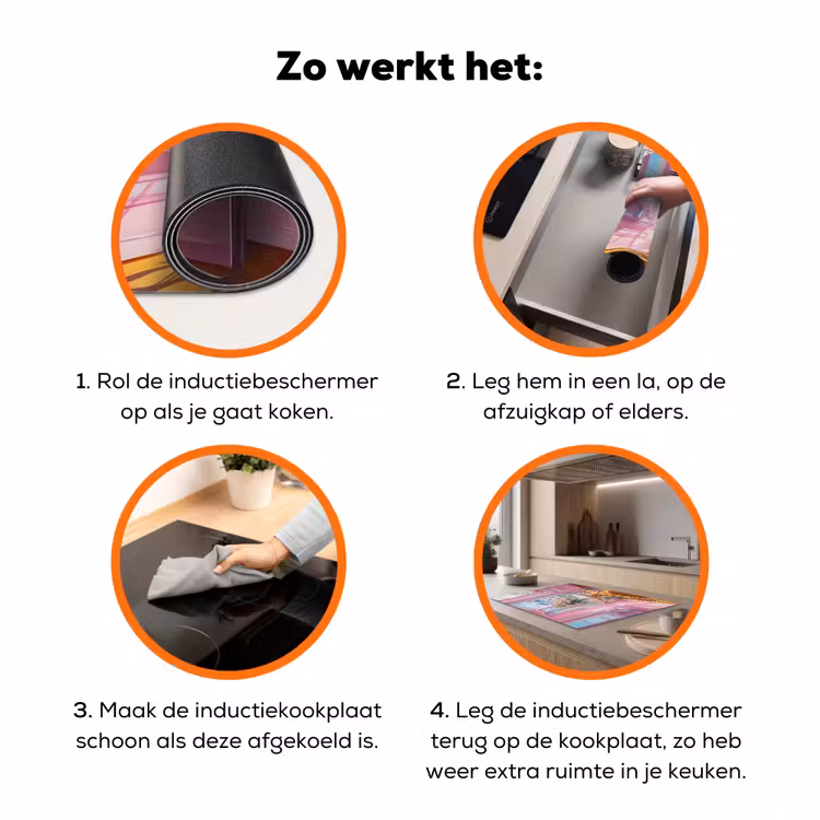 Pink - City - Bloemen Inductie beschermer vinyl 3mm klein -zzzzzzz-td-werking