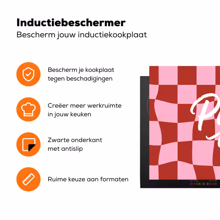 Pinky up - Geblokt - Bordeauxrood Inductie beschermer vinyl 3mm klein -zzzzzzz-td-ups
