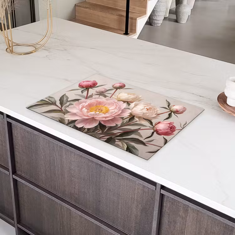 Pioenrozen - Boeket - Roze Inductie beschermer vinyl 3mm klein -sfeer8