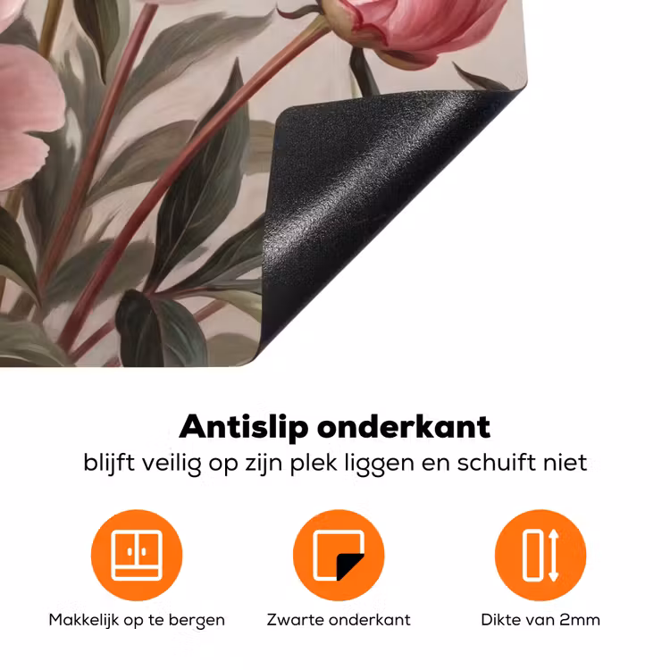 Pioenrozen - Boeket - Roze Inductie beschermer vinyl 3mm klein -zzzzzzz-td-onderkant