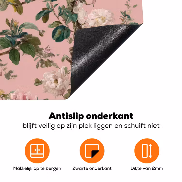 Pioenrozen - Botanisch - Vogel Inductie beschermer vinyl 3mm klein 276 -zzzzzzz-td-onderkant