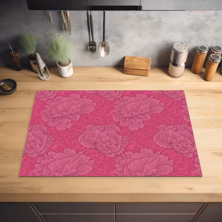 Pioenrozen - Energiek - Roze Inductie beschermer vinyl 3mm klein 276 -sfeer5