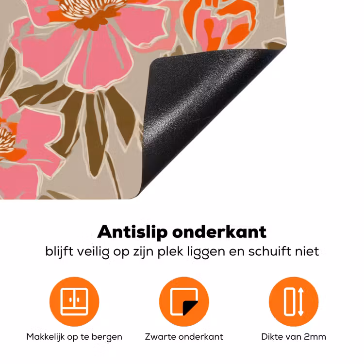 Pioenrozen - Patroon - Roze Inductie beschermer vinyl 3mm klein 276 -zzzzzzz-td-onderkant