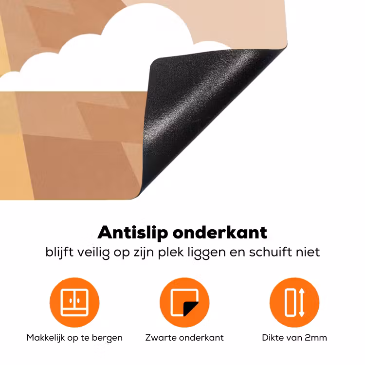Piramide - Zon - Woestijn - Modern - Oranje Inductie beschermer vinyl 3mm klein -zzzzzzz-td-onderkant