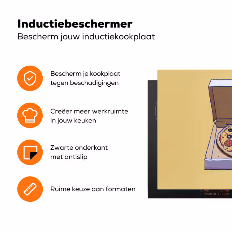 Pizza - Doos - Salami - Illustratie Inductie beschermer vinyl 3mm klein -zzzzzzz-td-ups