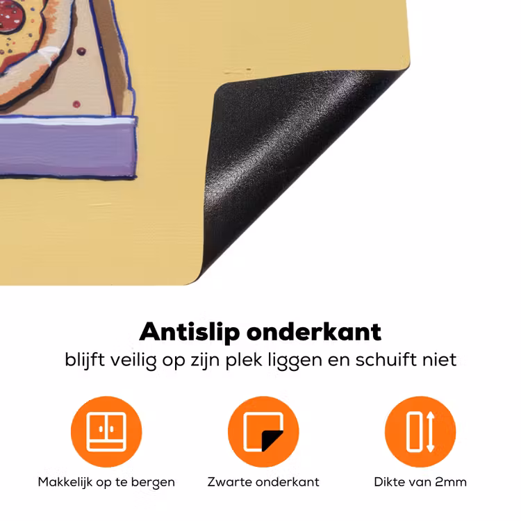 Pizza - Doos - Salami - Illustratie Inductie beschermer vinyl 3mm klein -zzzzzzz-td-onderkant