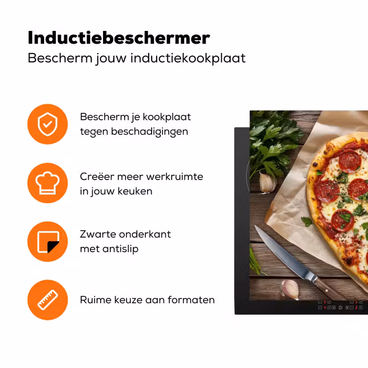 Pizza - Hart - Pepperoni - Tomaat Inductie beschermer vinyl 3mm klein -zzzzzzz-td-ups