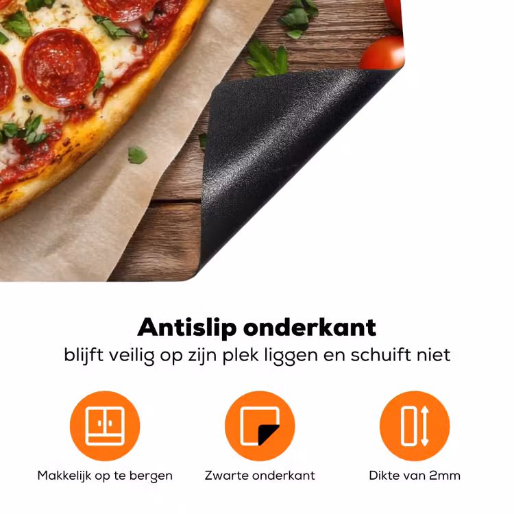 Pizza - Hart - Pepperoni - Tomaat Inductie beschermer vinyl 3mm klein -zzzzzzz-td-onderkant