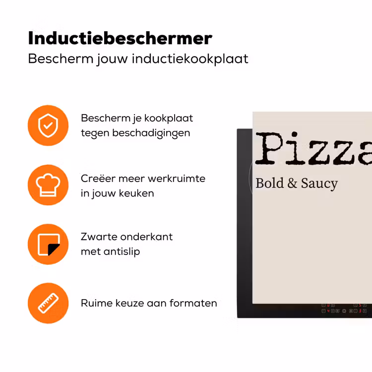 Pizza - Kaas - Pepperoni Inductie beschermer vinyl 3mm klein -zzzzzzz-td-ups