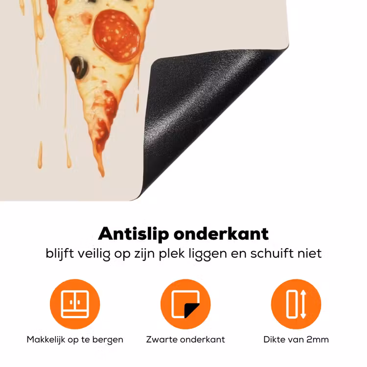 Pizza - Kaas - Pepperoni Inductie beschermer vinyl 3mm klein -zzzzzzz-td-onderkant