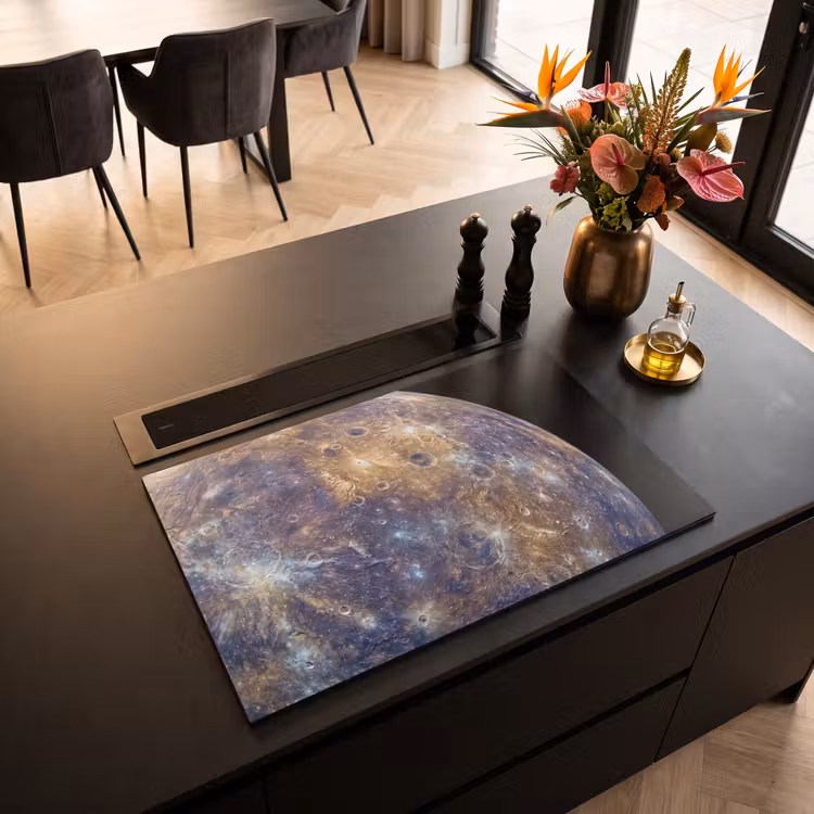 Inductiebeschermer - Planeet - Kraters - Ruimte - Planeet - Kraters - Ruimte Inductie beschermer vinyl 3mm klein