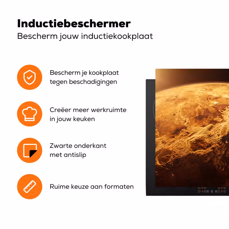 Inductiebeschermer - Planeet - Ruimte - Oranje - Planeet - Ruimte - Oranje Inductie beschermer vinyl 3mm klein