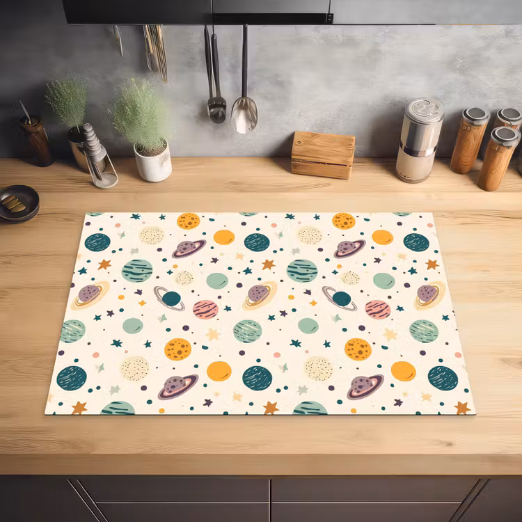 Planeten - Retro - Kleurrijk Inductie beschermer vinyl 3mm klein 276 -sfeer5