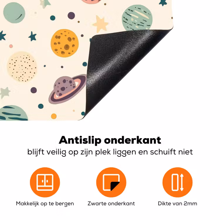 Planeten - Retro - Kleurrijk Inductie beschermer vinyl 3mm klein 276 -zzzzzzz-td-onderkant