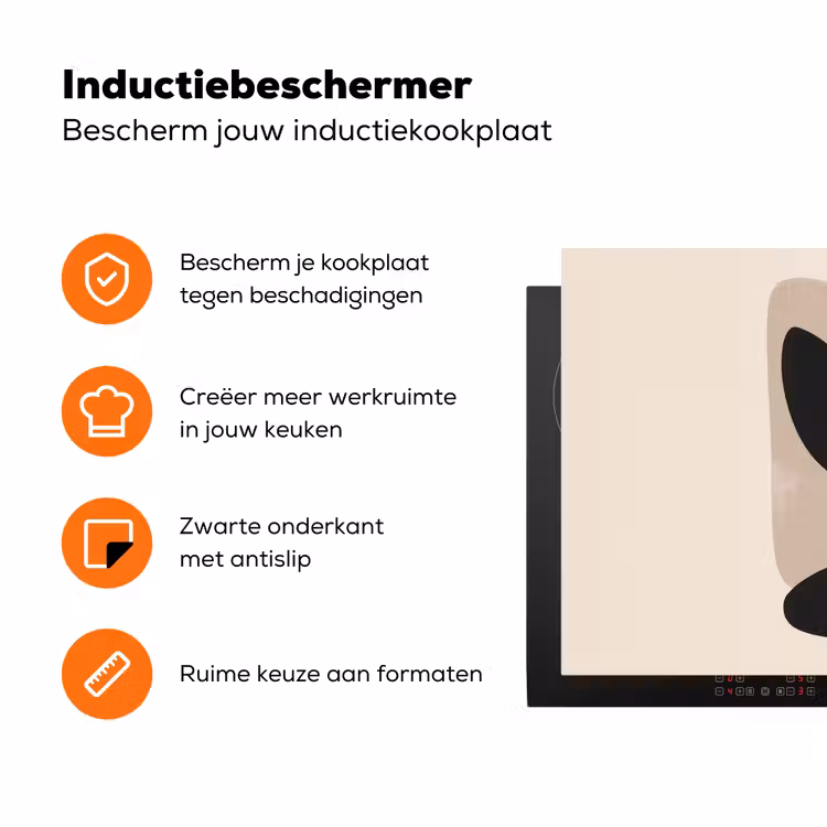 Plant - Beige - Japandi Inductie beschermer vinyl 3mm klein -zzzzzzz-td-ups