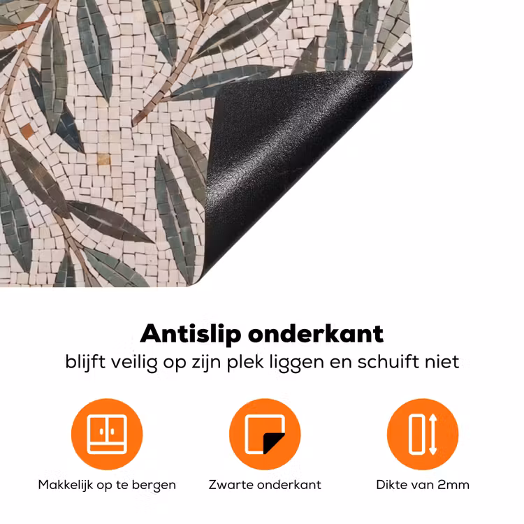 Plant - Blad - Mozaïek - Groen Inductie beschermer vinyl 3mm klein -zzzzzzz-td-onderkant
