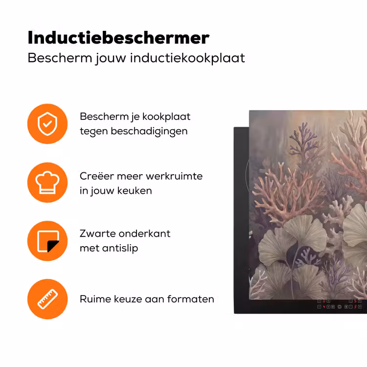 Plant - Bladeren - Zee - Illustratie - Groen Inductie beschermer vinyl 3mm klein -zzzzzzz-td-ups
