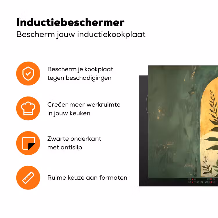 Plant - Bloemen - Wit Inductie beschermer vinyl 3mm klein -zzzzzzz-td-ups