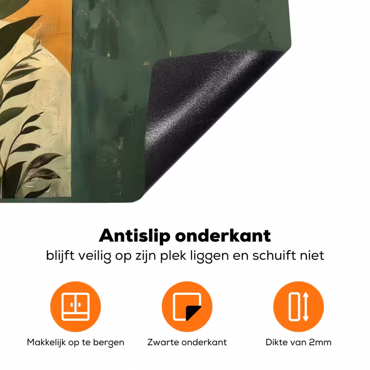 Plant - Bloemen - Wit Inductie beschermer vinyl 3mm klein -zzzzzzz-td-onderkant