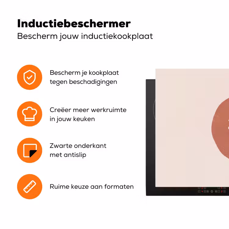 Plant - Tak - Abstract - Modern - Wit Inductie beschermer vinyl 3mm klein -zzzzzzz-td-ups